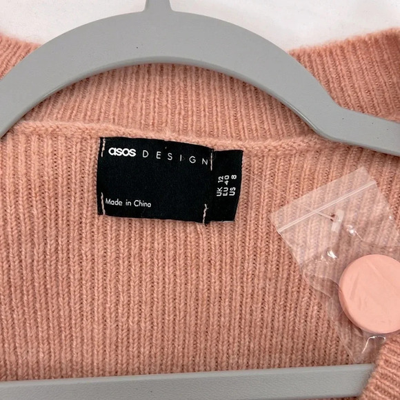 ASOS Design Women’s US 8 Ribbed Stretchy Long Sleeve Button Up Cardigan - Picture 3 of 4